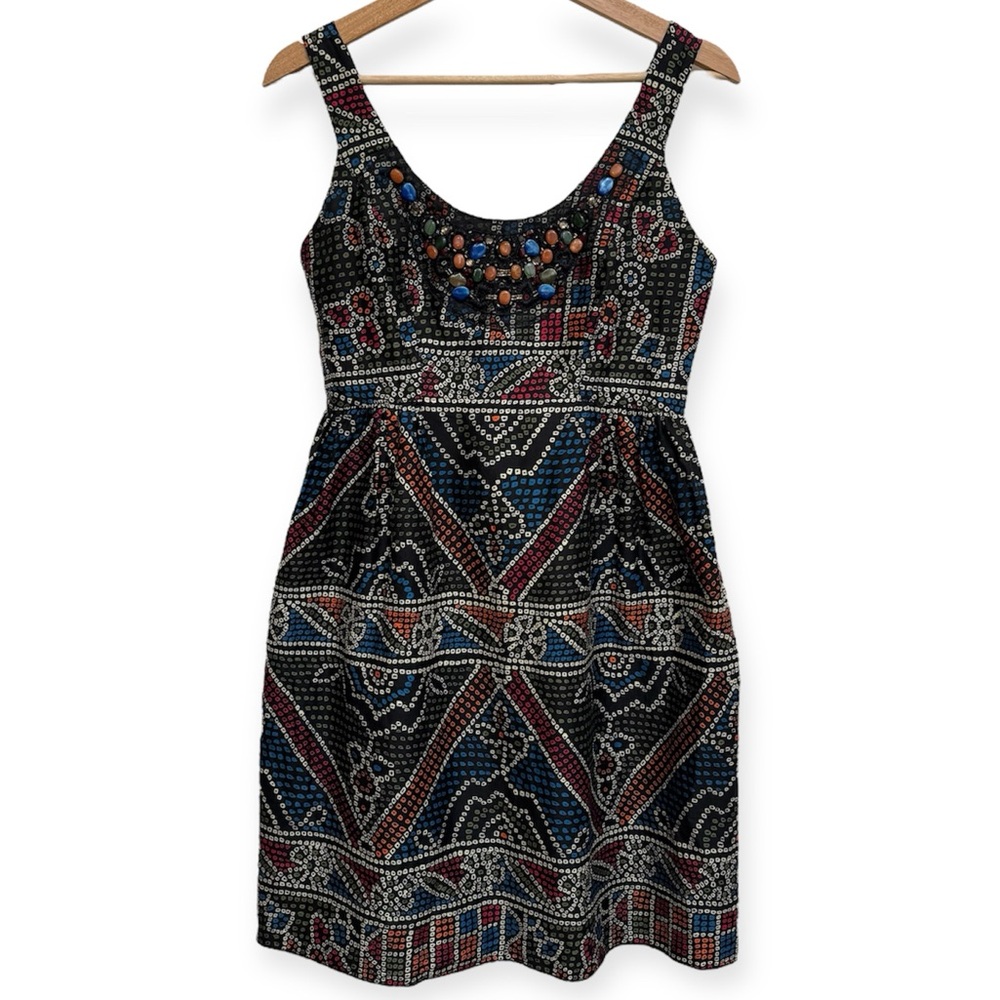Anna Sui x Anthropologie‎ Beaded Embellished Tesserae Mosaic Print Dress